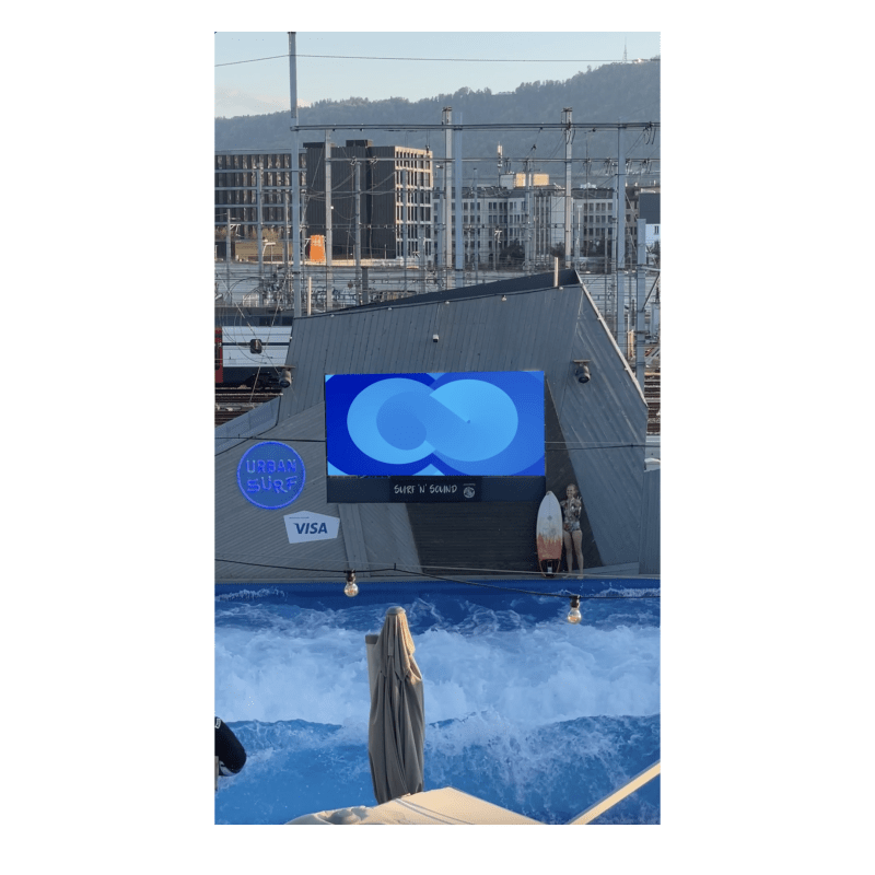 Video advertisement at Urban Surf Zürich